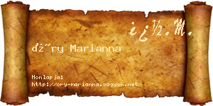 Őry Marianna névjegykártya